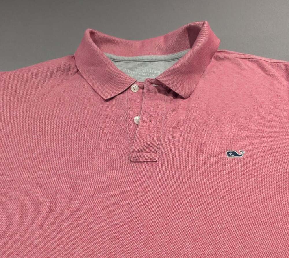 Vineyard Vines Edgartown Polo Size L Pink Heather Stretch Short Sleeve Preppy